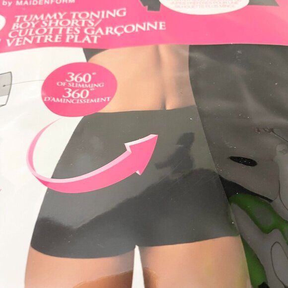 Flexees Fat Free Dressing Maidenform 2 Tummy Toning Boy Shorts XXL Black - Picture 13 of 14